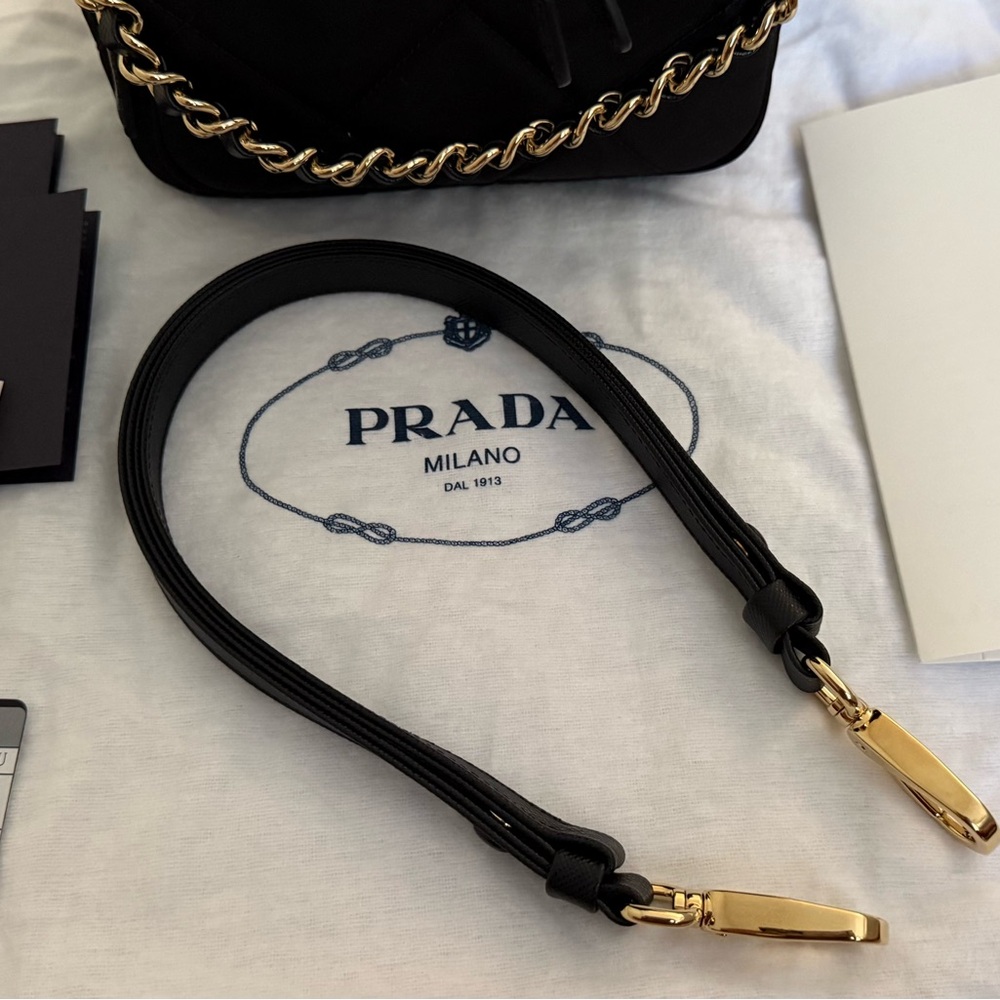 Prada Re Nylon Black Quilted Bucket Bag with Strap - Picture 3 of 13
